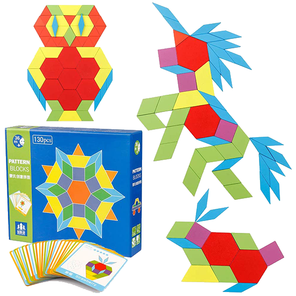 Coogam Wooden Pattern Blocks Set